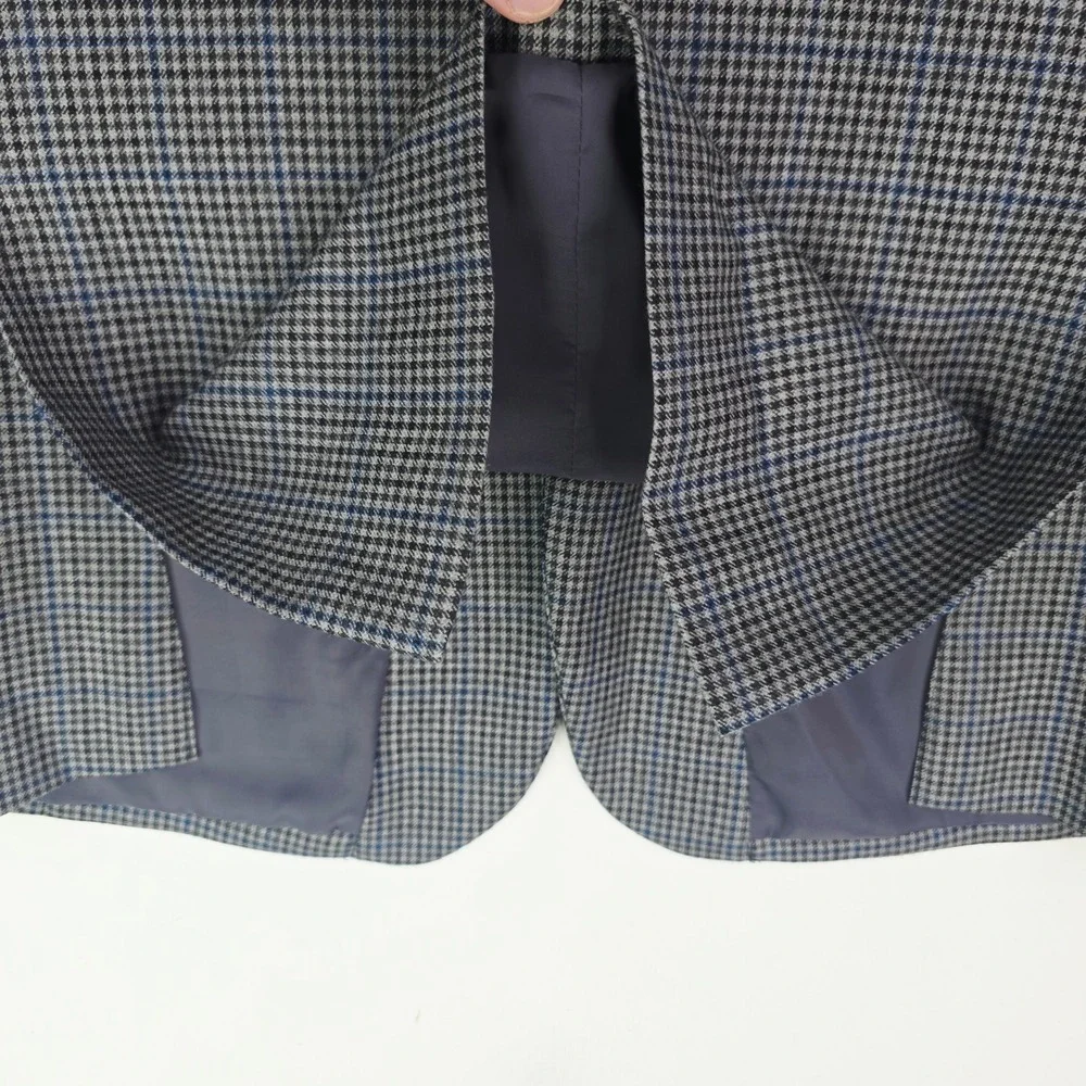 Jos A Bank Mens 43R Gray Blue Houndstooth Windowpane Two Button Blazer Jacket